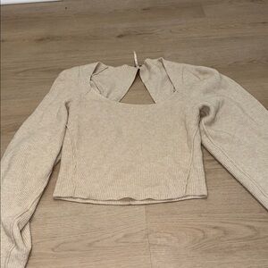 Free People Cream Long Sleeve Top